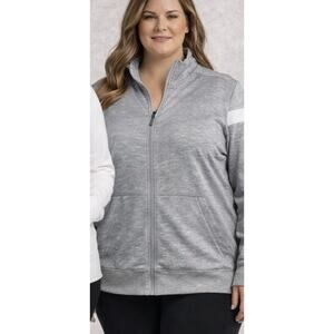 Live Well Full Zip Jacket Womens 2X 22/24W Gray Activewear Plus